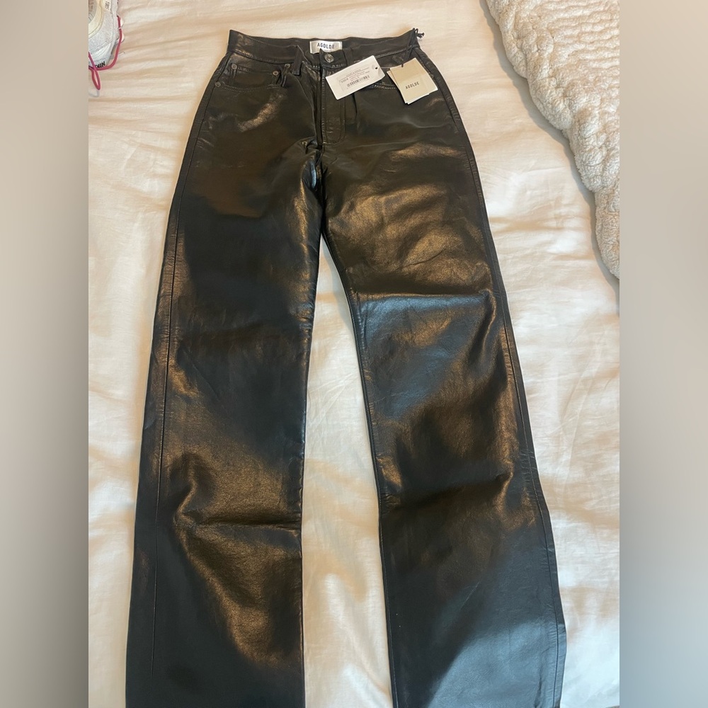 Agolde Black Leather Pants NWT